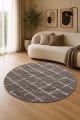 Kahverengi Geometrik Desenli Yuvarlak Mutfak Halısı Ve Salon Halısı 80X80 cm Ölçü Seçenekli