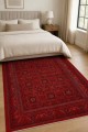 Kırmızı Mutfak Halısı Kullanımına Uygun Bohem Desenli Saçaklı Kilim Yolluk