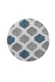 Mavi Mutfak Halısı Geometrik Desenli Yuvarlak Form Ve 8 mm Hav Detayıyla Modern Salon Kullanımı