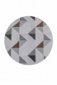 Gri Mutfak Halısı Kullanımına Uygun Geometrik Desenli Yuvarlak Halı 8 mm Hav Ve Overlok Kenar