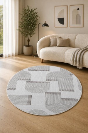 Vizon Modern Desenli Kaymaz Tabanlı Yuvarlak 3021 Yuvarlak