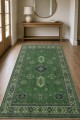 Yeşil Bohem Desenli Mutfak Halısı Ve Saçaklı Dikdörtgen Kilim Yolluk Tavrı