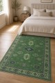 Yeşil Bohem Desenli Mutfak Halısı Ve Saçaklı Dikdörtgen Kilim Yolluk Tavrı