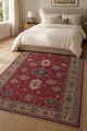 Kırmızı Mutfak Halısı Kullanımına Uygun Bohem Desenli Saçaklı Kilim Yolluk