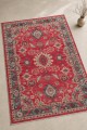 Kırmızı Mutfak Halısı Kullanımına Uygun Bohem Çiçek Desenli Saçaklı Kilim Yolluk