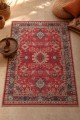 Kırmızı Mutfak Halısı Kullanımına Uygun Bohem Çiçek Desenli Saçaklı Kilim Yolluk