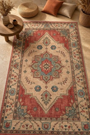 Kırmızı Bohem Klasik Çiçek Desenli Kilim Yolluk Halı 3027 1