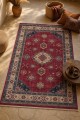 Kırmızı Mutfak Halısı Kullanımına Uygun Bohem Desenli Saçaklı Kilim Yolluk