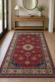Kırmızı Mutfak Halısı Kullanımına Uygun Bohem Desenli Saçaklı Kilim Yolluk
