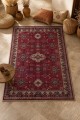 Kırmızı Mutfak Halısı Kullanımına Uygun Bohem Desenli Saçaklı Kilim Yolluk