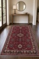 Kırmızı Mutfak Halısı Kullanımına Uygun Bohem Desenli Saçaklı Kilim Yolluk