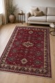 Kırmızı Mutfak Halısı Kullanımına Uygun Bohem Desenli Saçaklı Kilim Yolluk