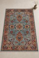 Mavi Mutfak Halısı Kullanımına Uygun Bohem Çiçek Desenli Saçaklı Kilim Yolluk