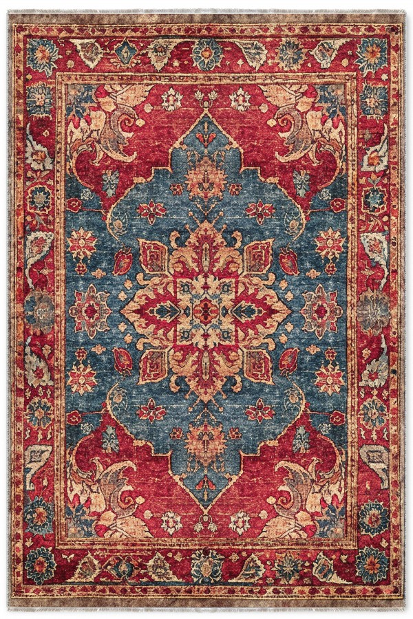 Kırmızı Mutfak Halısı Arayanlar İ̇̇çin Bohem Çiçek Desenli Saçaklı Kilim Yolluk
