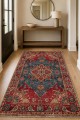 Kırmızı Mutfak Halısı Arayanlar İ̇̇çin Bohem Çiçek Desenli Saçaklı Kilim Yolluk