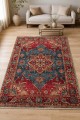 Kırmızı Mutfak Halısı Arayanlar İ̇̇çin Bohem Çiçek Desenli Saçaklı Kilim Yolluk