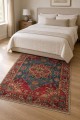 Kırmızı Mutfak Halısı Arayanlar İ̇̇çin Bohem Çiçek Desenli Saçaklı Kilim Yolluk