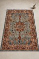 Mavi Mutfak Halısı Kullanımına Uygun Bohem Çiçek Desenli Saçaklı Kilim Yolluk