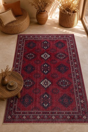 Kırmızı Bohem Desenli Koridor Kilim Yolluk Saçaklı Halı 3040