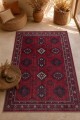 Kırmızı Mutfak Halısı Olarak Kullanılabilen Bohem Geometrik Desenli Saçaklı Kilim Yolluk