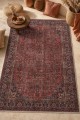 Kırmızı Mutfak Halısı Kullanımına Uygun Bohem Desenli Saçaklı Kilim Yolluk