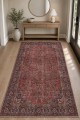 Kırmızı Mutfak Halısı Kullanımına Uygun Bohem Desenli Saçaklı Kilim Yolluk