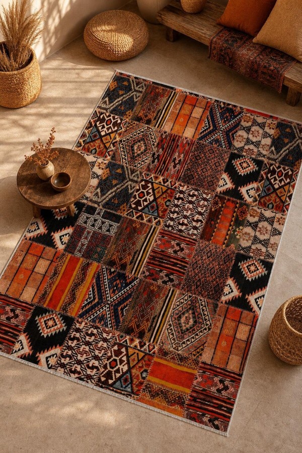 Kahverengi Mutfak Halısı Arayanlar İ̇̇çin Bohem Etnik Desenli Saçaklı Kilim Yolluk