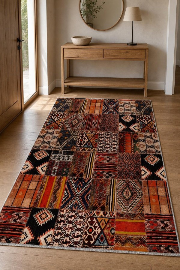 Kahverengi Mutfak Halısı Arayanlar İ̇̇çin Bohem Etnik Desenli Saçaklı Kilim Yolluk