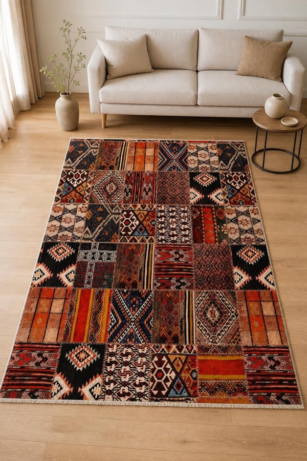 Kahverengi Mutfak Halısı Arayanlar İ̇̇çin Bohem Etnik Desenli Saçaklı Kilim Yolluk