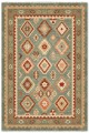 Yeşil Mutfak Halısı Alternatifi Bohem Geometrik Desenli Saçaklı Kilim Yolluk