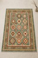 Yeşil Mutfak Halısı Alternatifi Bohem Geometrik Desenli Saçaklı Kilim Yolluk