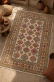 Krem Mutfak Halısı Arayanlar İ̇̇çin Bohem Desenli Saçaklı Dikdörtgen Kilim Yolluk