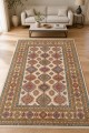 Krem Mutfak Halısı Arayanlar İ̇̇çin Bohem Desenli Saçaklı Dikdörtgen Kilim Yolluk