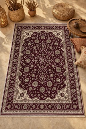 Bordo Klasik Çiçek Desenli Koridor Kilim Yolluk Halı 3059