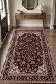 Bordo Mutfak Halısı Alternatifi Klasik Çiçek Desenli Saçaklı Kilim Yolluk