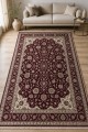 Bordo Mutfak Halısı Alternatifi Klasik Çiçek Desenli Saçaklı Kilim Yolluk