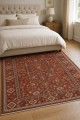 Kırmızı Mutfak Halısı Arayanlar İ̇̇çin Bohem Çiçek Desenli Saçaklı Kilim Yolluk