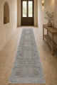 Gri Mutfak Halısı Kullanımına Uygun Geometrik Desenli Saçaklı Kilim Yolluk