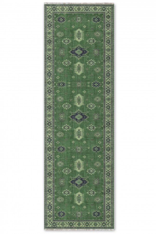 Yeşil Mutfak Halısı Arayanlara Klasik Desenli Saçaklı Kilim Yolluk Koridor Kullanımı
