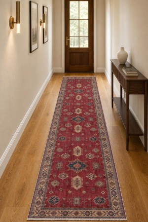 Kırmızı Klasik Desenli Koridor Kilim Yolluk Halı KY30252