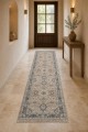 Bej Mutfak Halısı Ve Koridor İ̇̇çin Klasik Çiçek Desenli Saçaklı Kilim Yolluk