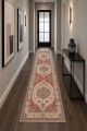 Kırmızı Mutfak Halısı Arayanlar İ̇̇çin Klasik Çiçek Desenli Saçaklı Kilim Yolluk