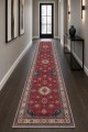 Kırmızı Mutfak Halısı Arayanlara Uygun Klasik Geometrik Desenli Kilim Yolluk