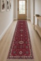 Kırmızı Mutfak Halısı Arayanlar İ̇̇çin Klasik Desenli Saçaklı Kilim Yolluk
