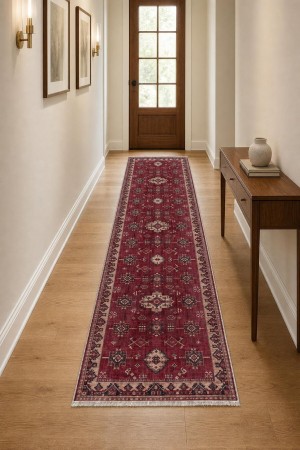 Kırmızı Klasik Desenli Koridor Kilim Yolluk Halı KY3029