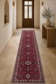 Kırmızı Mutfak Halısı Arayanlar İ̇̇çin Klasik Desenli Saçaklı Kilim Yolluk
