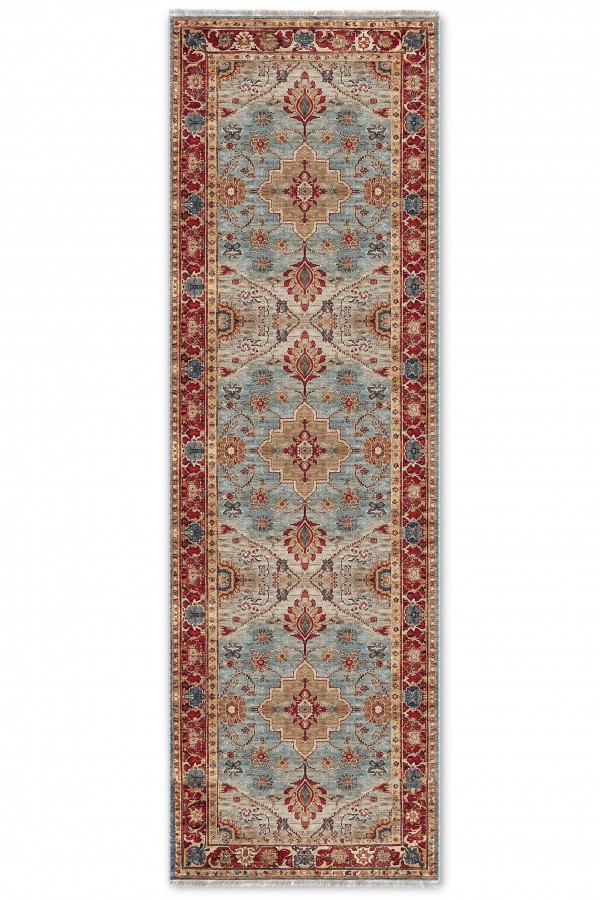 Mavi Mutfak Halısı Arayanlar İ̇̇çin Klasik Çiçek Desenli Saçaklı Kilim Yolluk