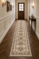 Krem Mutfak Halısı Arayanlar İ̇̇çin Klasik Çiçek Desenli Saçaklı Kilim Yolluk