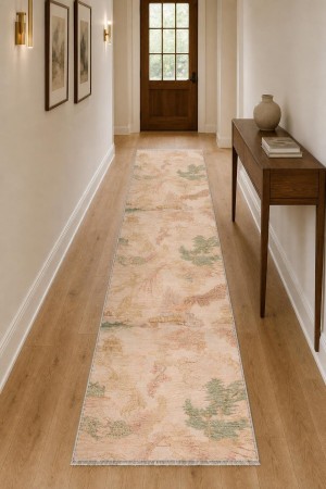 Krem Klasik Doğa Motifli Koridor Kilim Yolluk Halı KY3037