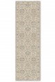 Bej Mutfak Halısı Kullanımına Uygun Klasik Çiçek Desenli Saçaklı Kilim Yolluk